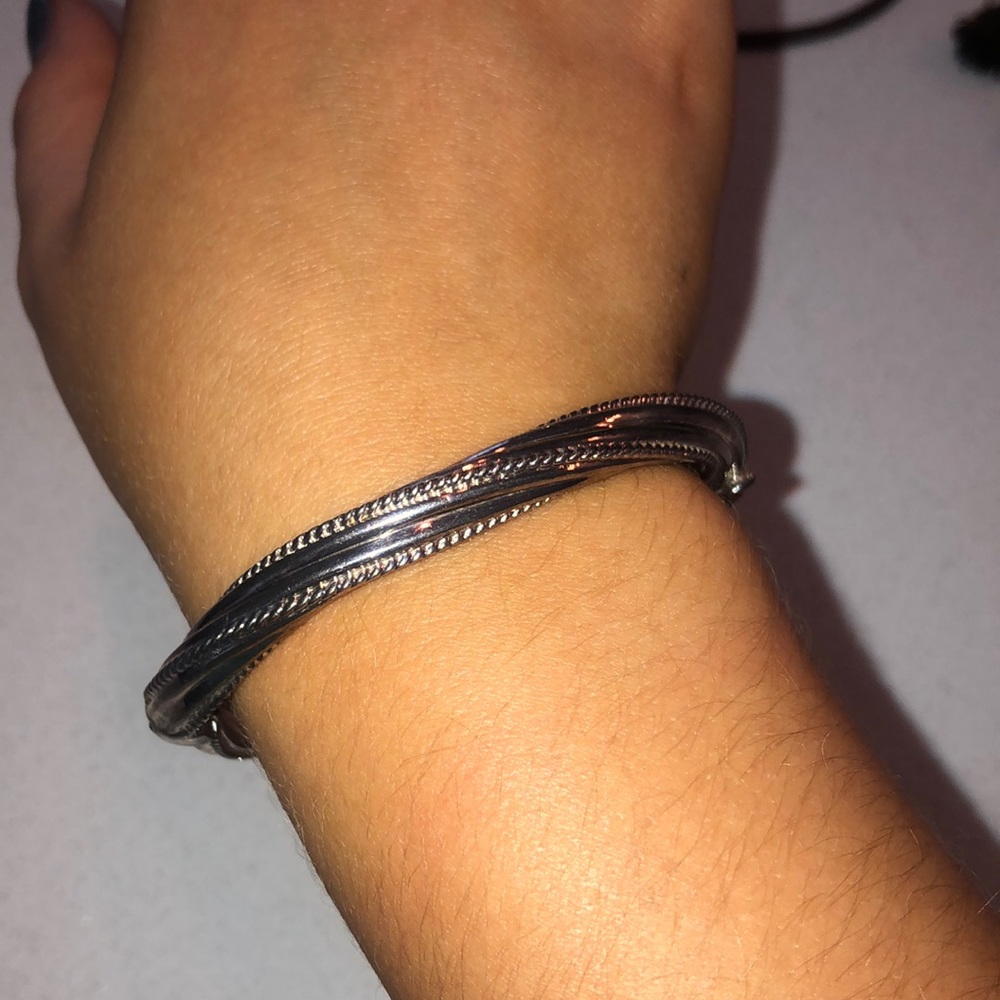 Macy’s silver bangle with clasp